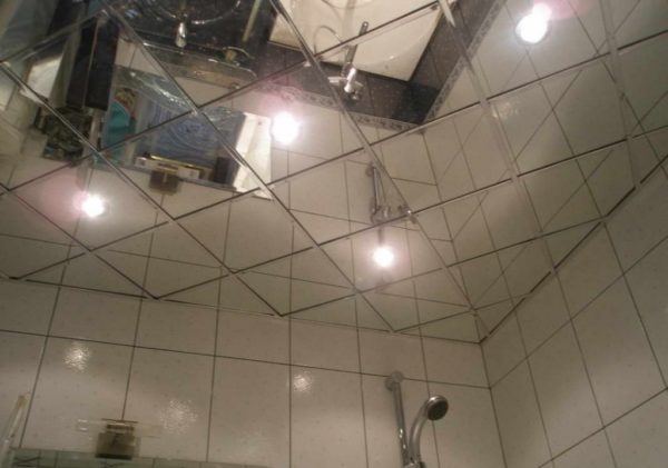 Mirror tile on the ceiling