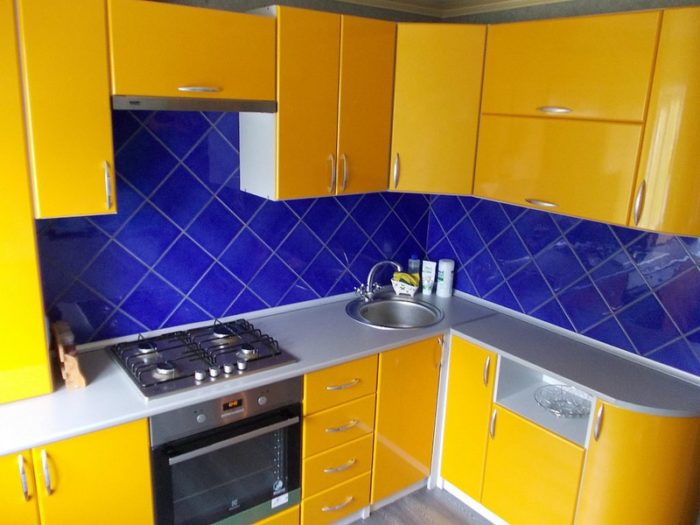 Kitchen set with yellow facades