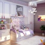 Children's room in lilac colors