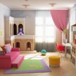 Canapea pentru copii cu tapițerie roz