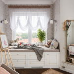 Bed along the window in the nursery