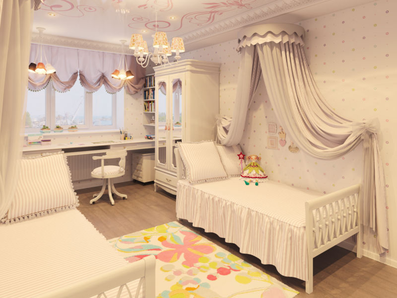 Klasiskā stila bērnu istabas interjers