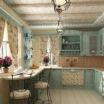 Kitchen with two windows in a rustic style