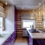 Modern kitchen in a log house