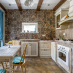 Kitchen wall decoration with ceramic tiles
