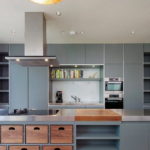 Gray kitchen with functional island