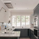 Gray kitchen set in a country house