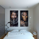 Portrete decorate ale peretelui dormitorului