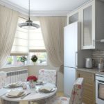 Kitchen window decoration with roman blinds
