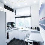 Bright lighting of a small kitchen