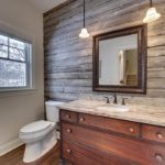 Wood accent wall finish in the bathroom