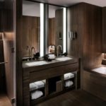 Bathroom design in dark colors