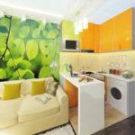 Ang washing machine sa loob ng apartment ng uri ng hotel