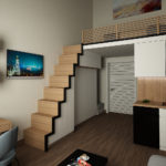 Disenyo ng isang bunk apartment sa isang modernong istilo