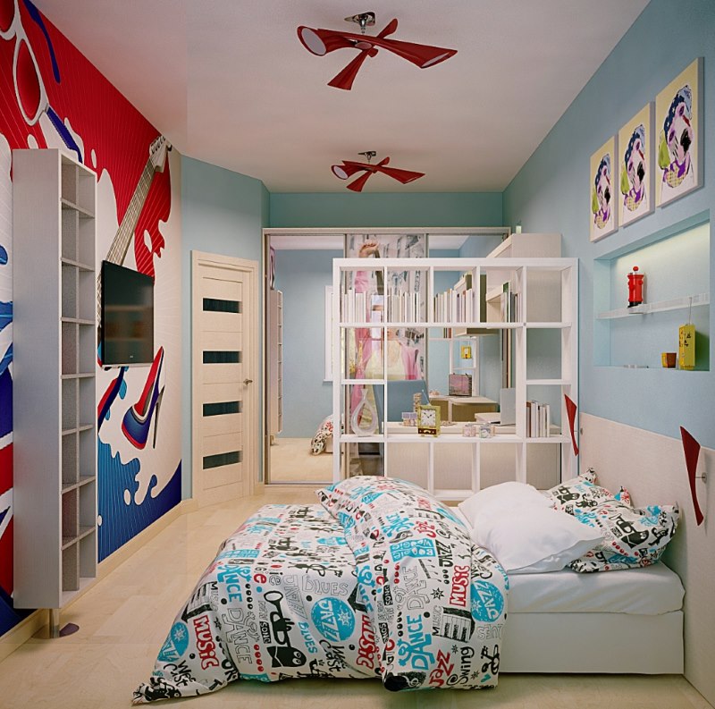 Kinderkamer voor het meisje in de stijl van pop-art