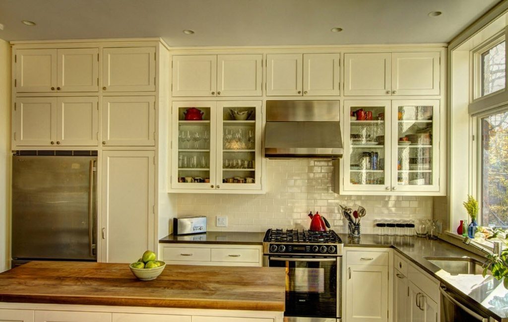 Hanging cabinets in the kitchen of a country house