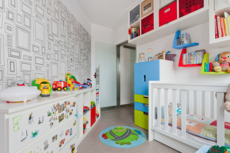 Beveled corner kids room interior