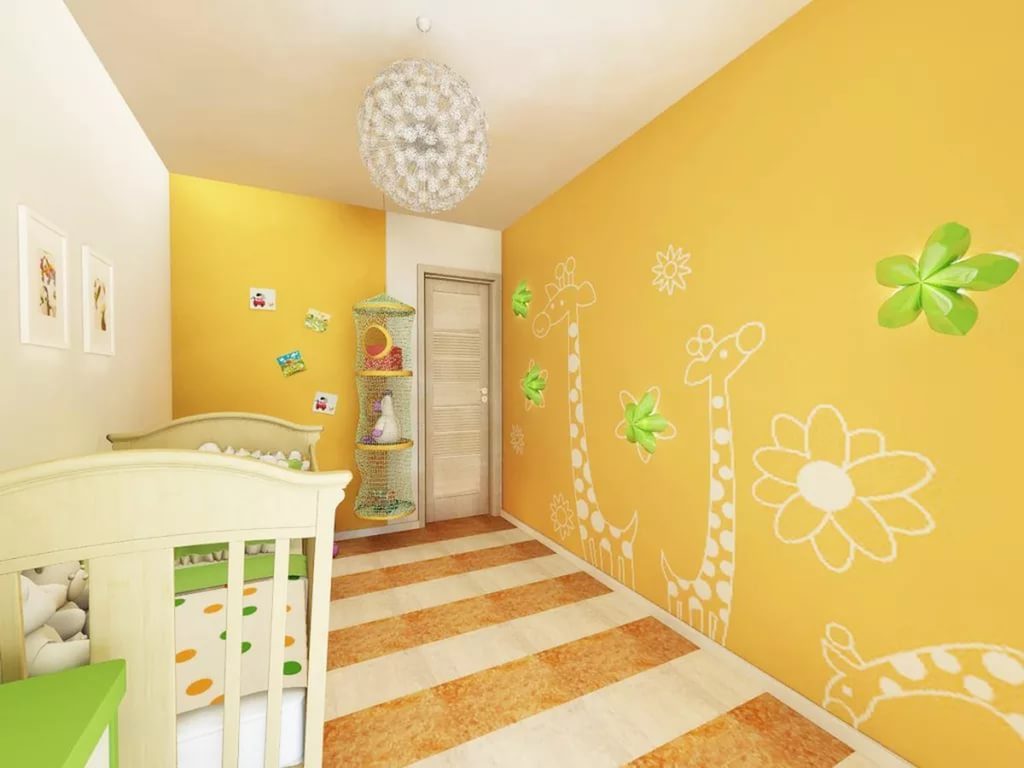 Yellow walls in a nursery
