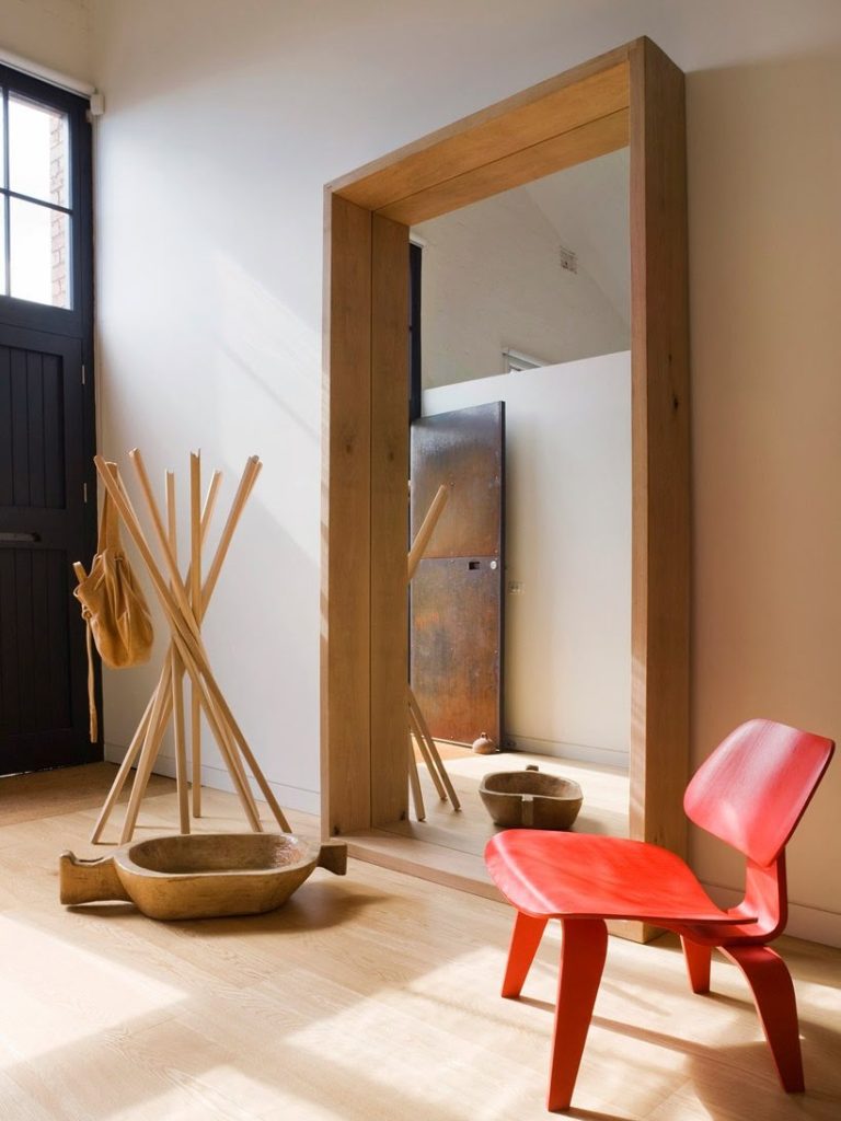 Floor mirror in an ethnic style hallway