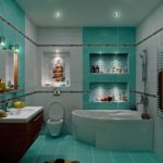 Bathroom design in turquoise color