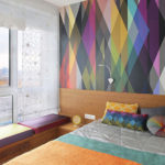 Bright wall with geometric ornament