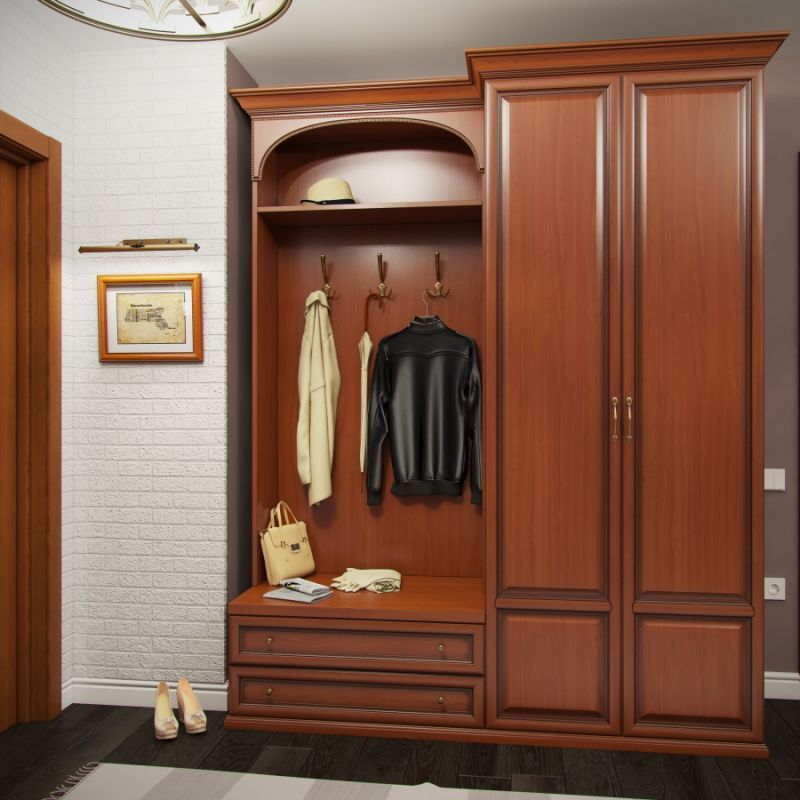 Hallway furniture set with open coat rack