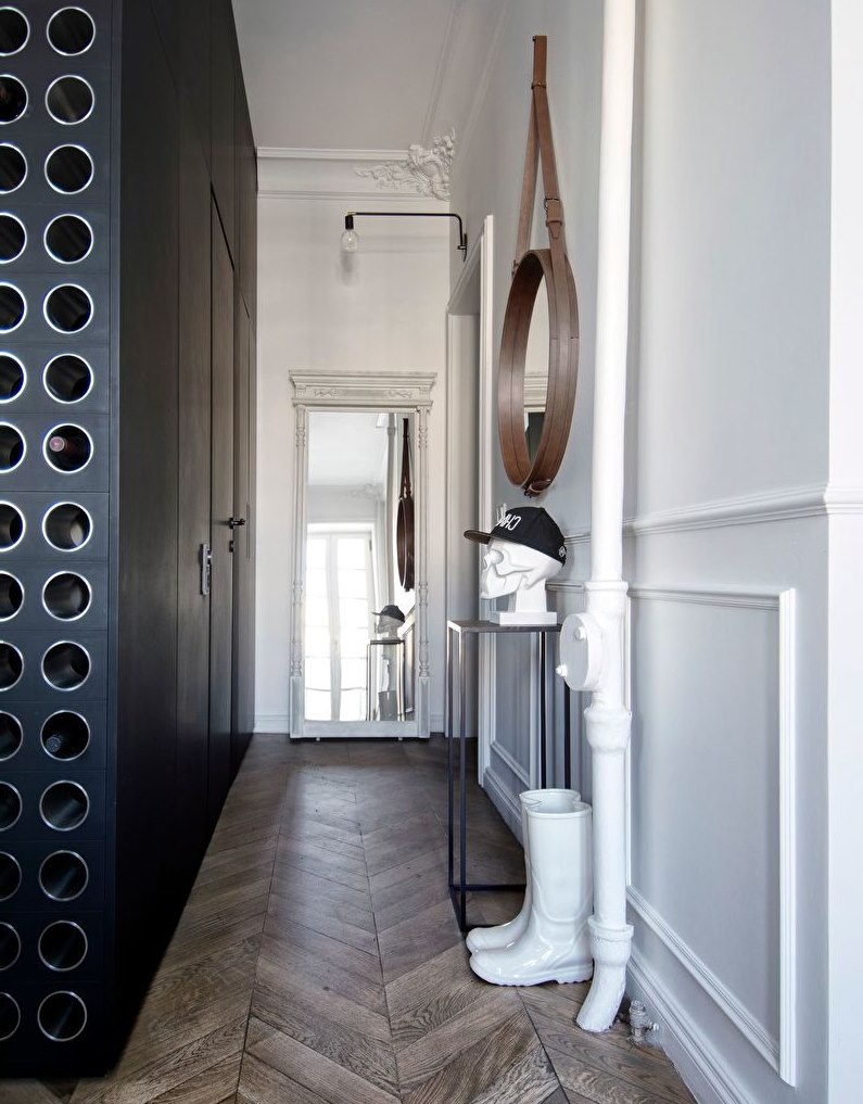 Stylish entrance hall in a panel house apartment