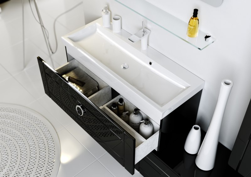 Rectangular wall-mounted washbasin for compact bathrooms