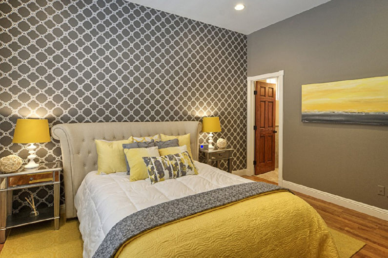 Gray color in the interior of a small bedroom