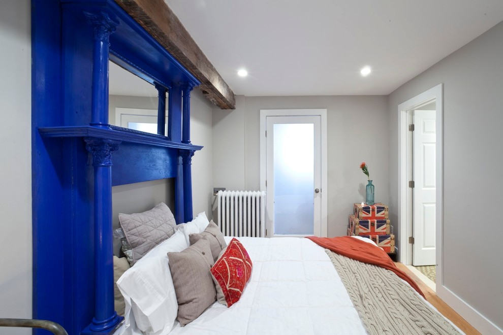 9-square blue bedroom headboard