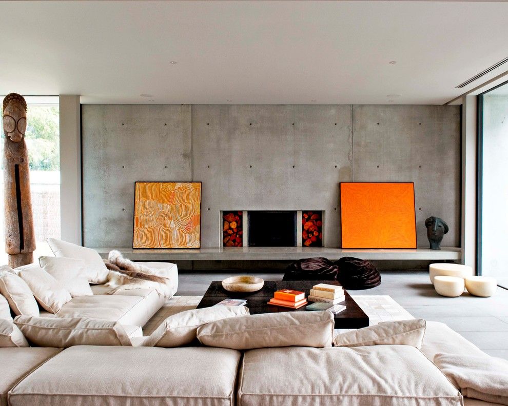 Bright decor in the interior of the living room of a private house