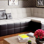 Two-color corner convertible sofa in the kitchen