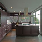 Spacious kitchen with large windows