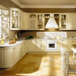 Stone tiles on the floor of a spacious kitchen