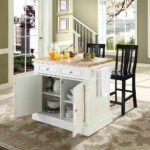 Dishes on the shelves in the kitchen island