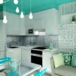 Siling turquoise di bahagian dalam dapur