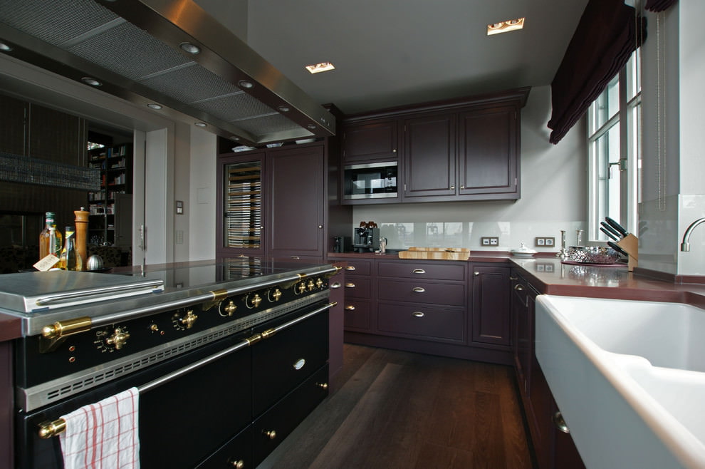 Classic purple kitchen interior