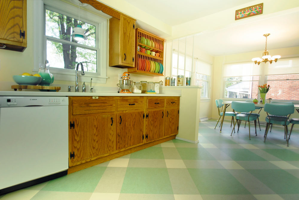 Nane renkli mutfak-yemek odası tasarımı