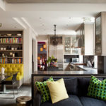 Small sofas for zones in the kitchen-living room