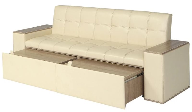 Kreminės spalvos odinė minkšta sofa