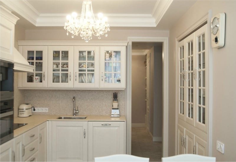 Classic 2019 kitchen interior in pastel colors