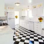 Chess floor in the interior of the kitchen