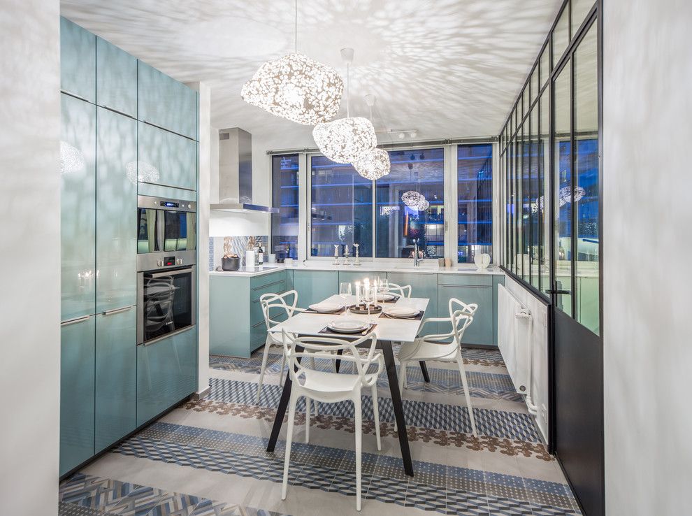 Art Nouveau Mavi Mutfak Tasarımı