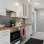 Narrow kitchen in bright colors