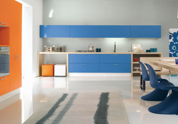 Minimalisme blauwe keuken