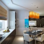 Pastel tonlarda mutfak-oturma odası tasarımı