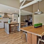 Wooden worktop on the kitchen table