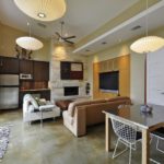 Design of a kitchen-living room with a panoramic window