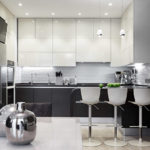 Glossy facades of fashionable kitchen
