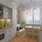 Kitchen design with dining area near the window.